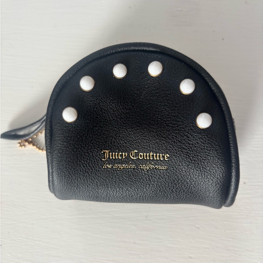 Juicy Couture Coin Pouch Womens‎ OS Black Studded Logo Mini Bag